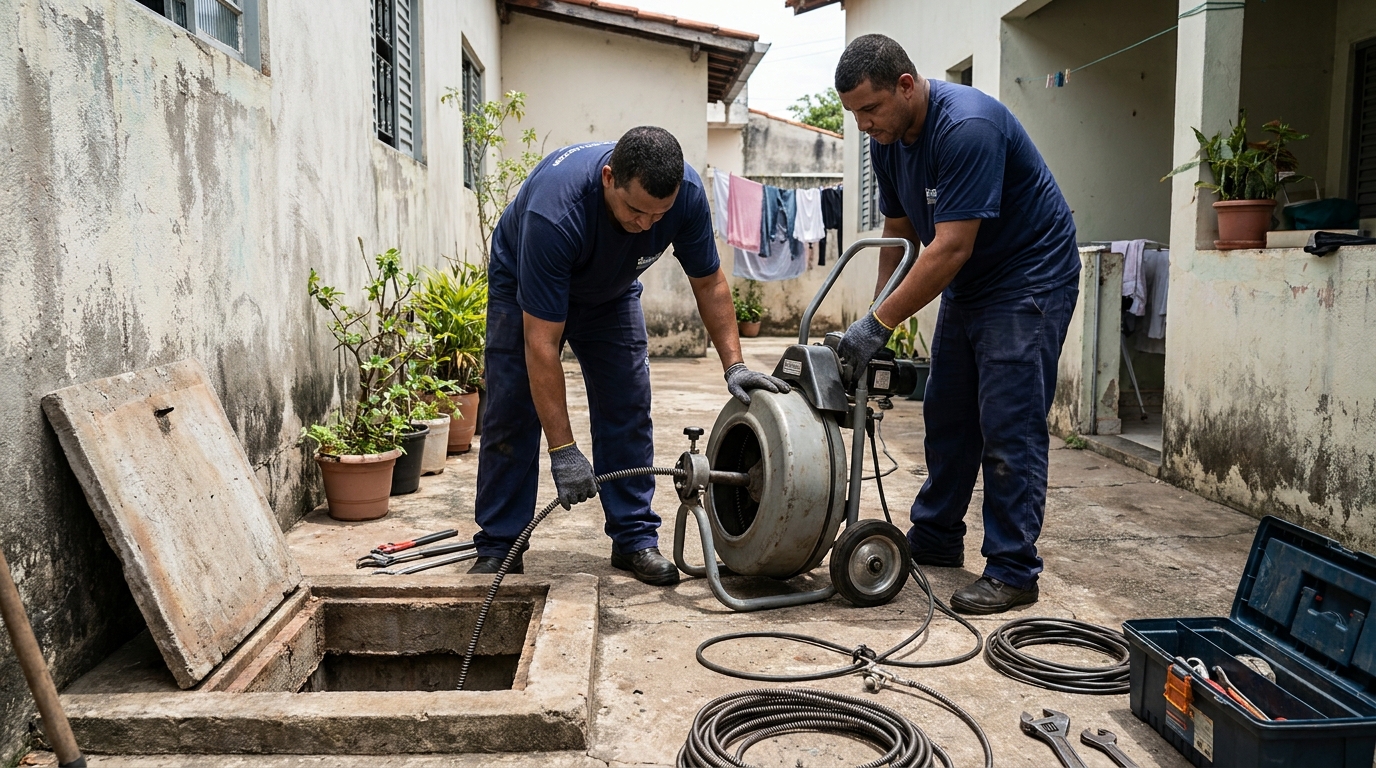 Desentupimento de Coluna Sanitária no Vale do Ipê, Juiz de Fora‑MG